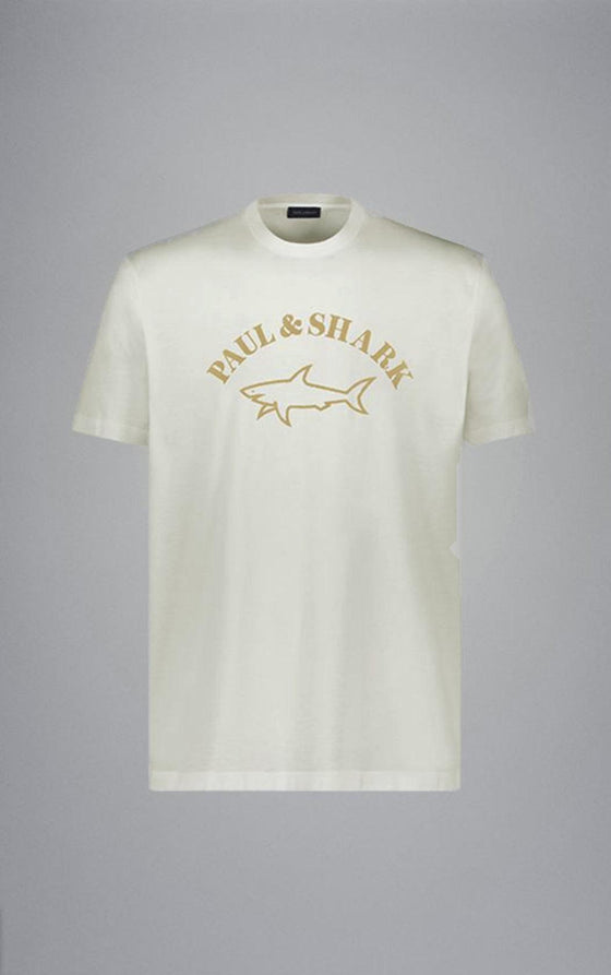 Paul & Shark - T-shirt manches courtes de coton logo doré - LE CAPITAINE D'A BORD