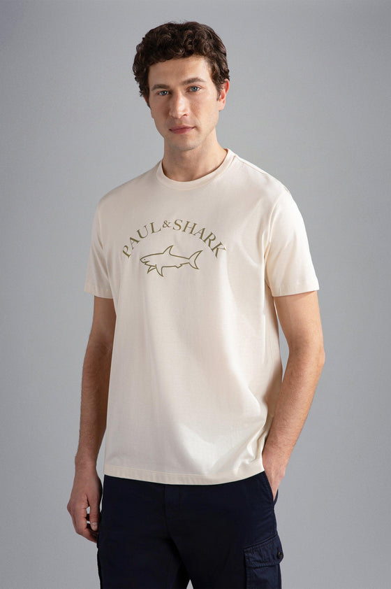 Paul & Shark - T-shirt manches courtes de coton logo doré - LE CAPITAINE D'A BORD