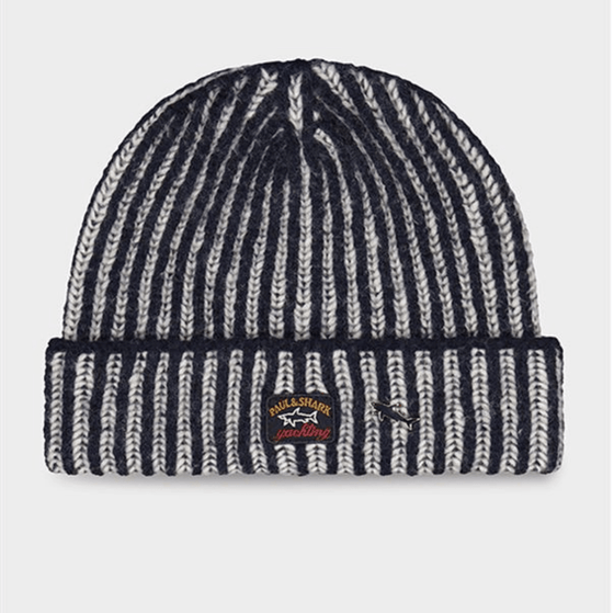 Paul & Shark - Tuque de laine 2 tons avec badge Fisherman - LE CAPITAINE D'A BORD