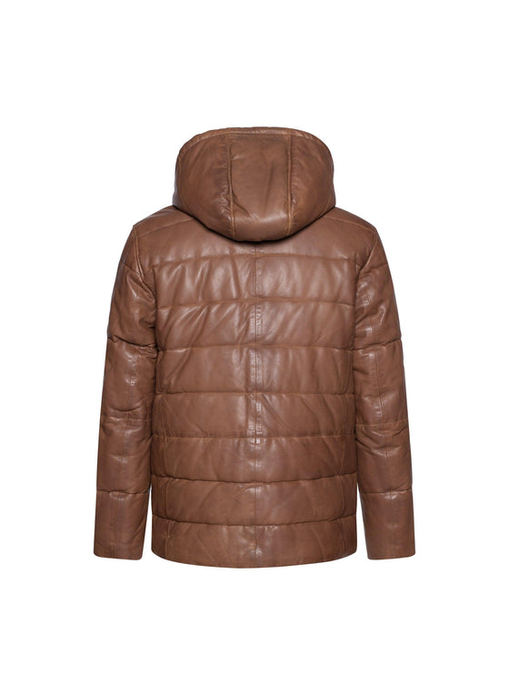 Regency - Clifton - Manteau à capuchon de cuir doublé - Cognac - LE CAPITAINE D'A BORD