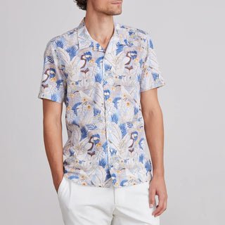Emanuel Berg - Chemise manches courtes de coton et lin imprimée
