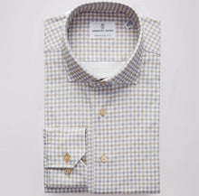  Emanuel Berg - Byron - Chemise manches longues à carreaux Albini 4Flex - Modern Fit - Beige