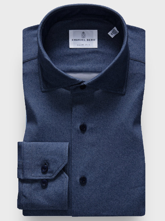Emanuel Berg - Byron - Chemise manches longues unie Albini 4Flex - Modern Fit - Marine