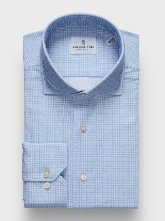 Emanuel Berg - Byron - Chemise manches longues à carreaux Albini 4Flex - Modern Fit - Bleu