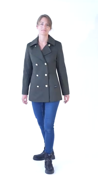 Dalmard Marine - Detroit Cachemire - Caban pour femme à boutons dorés - Marine