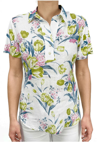 VLT's by Valentina's - 33M - Blouse florale manches courtes de lin - LE CAPITAINE D'A BORD