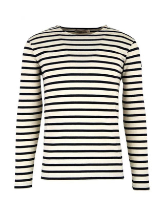 Men's long sleeve navy and white striped cotton Breton shirt