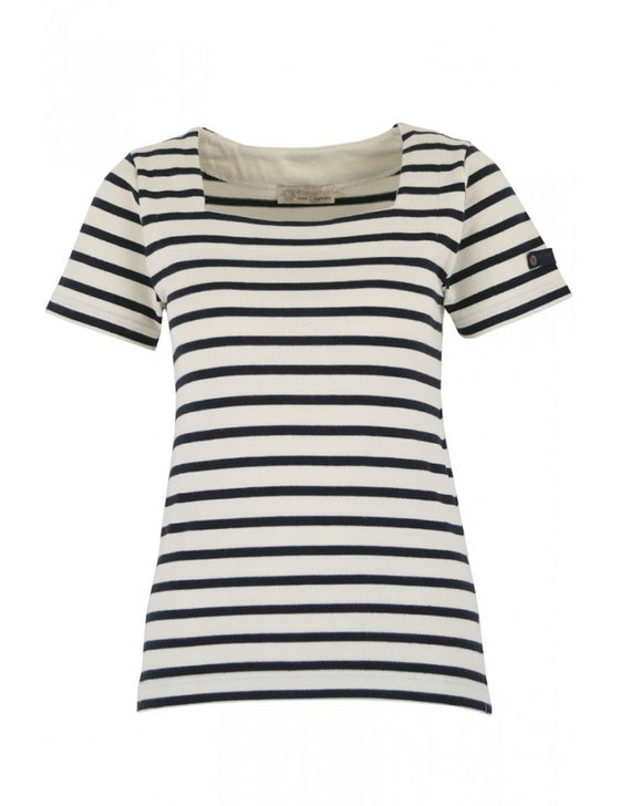 Armor-Lux - Coursive - Marinière coton équitable manches courtes - Ivoire/Marine - LE CAPITAINE D'A BORD