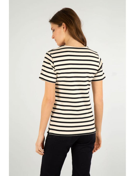 Armor-Lux - Coursive - Marinière coton équitable manches courtes - Ivoire/Marine - LE CAPITAINE D'A BORD