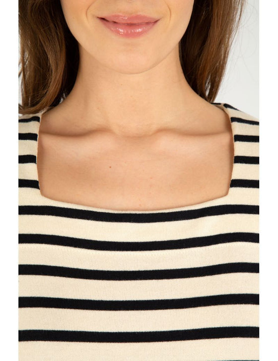 Armor-Lux - Coursive - Marinière coton équitable manches courtes - Ivoire/Marine - LE CAPITAINE D'A BORD