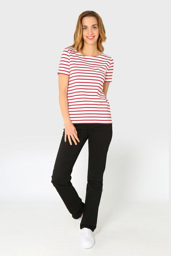 Armor-Lux - Hoëdic - Marinière coton léger manches courtes pour femme - LE CAPITAINE D'A BORD