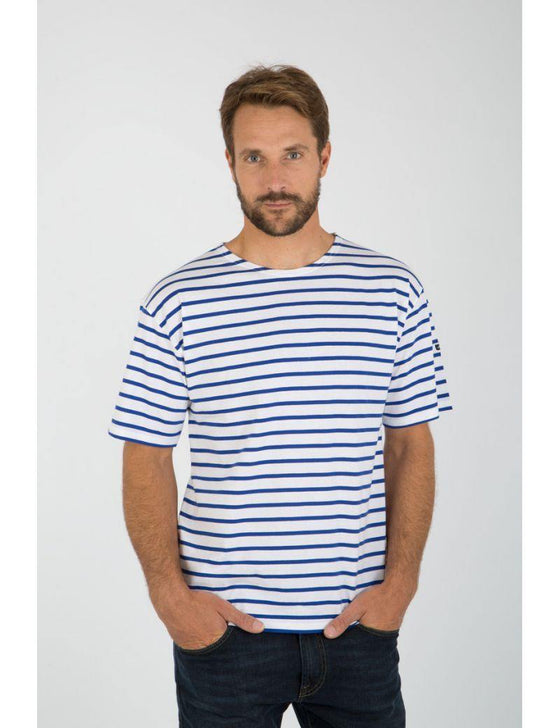 Armor-Lux - Théviec - Marinière manches courtes de coton - Blanc/Étoile - LE CAPITAINE D'A BORD