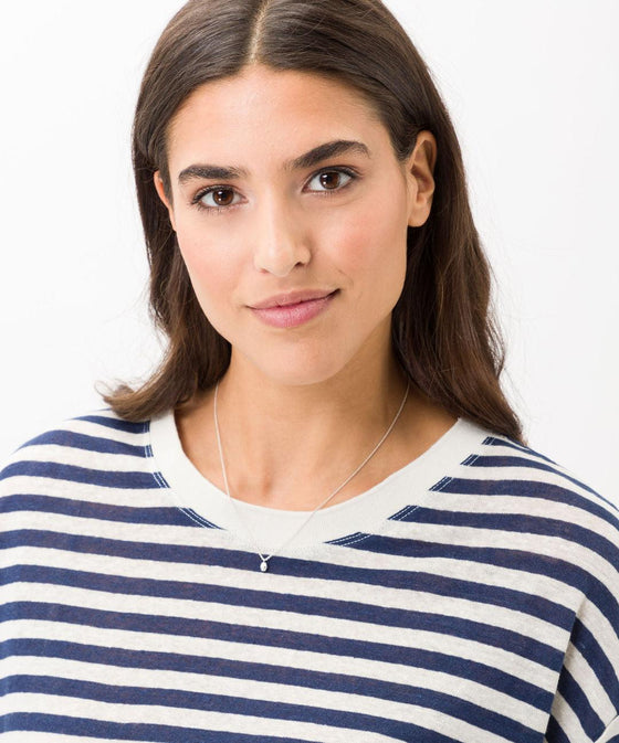 BRAX - Candice - T-shirt rayé de lin - LE CAPITAINE D'A BORD