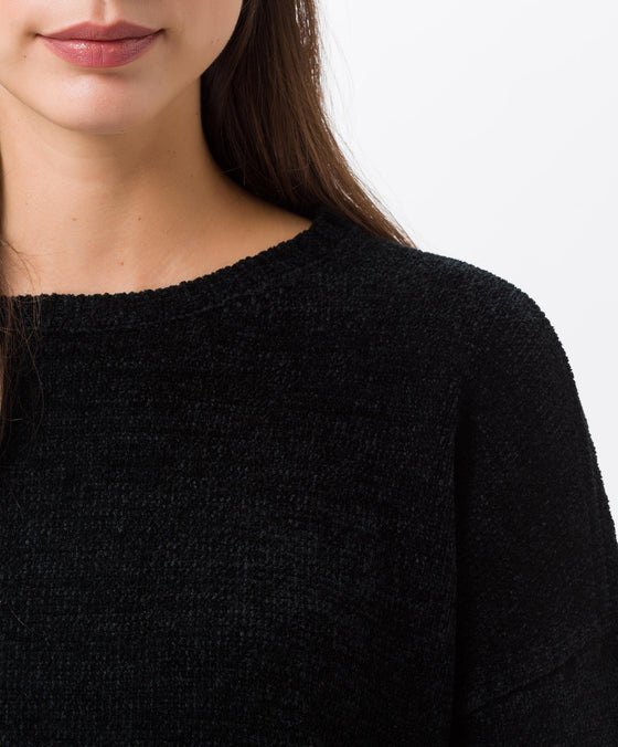 BRAX - Liz - Chandail chenille col rond - Noir - LE CAPITAINE D'A BORD