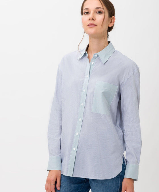 BRAX - Vivian - Blouse rayée à de coton 2 tons - LE CAPITAINE D'A BORD