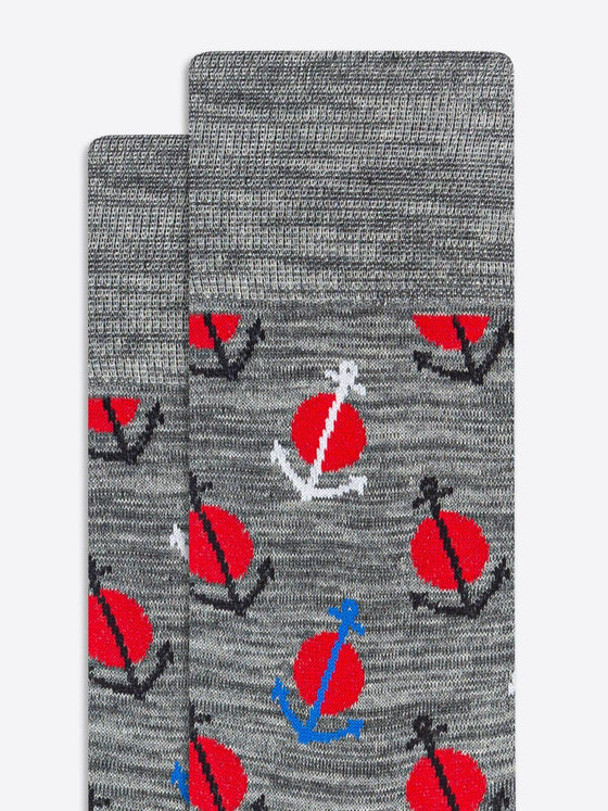 Bugatchi - Bas de coton mercerisé pois et ancres - LE CAPITAINE D'A BORD