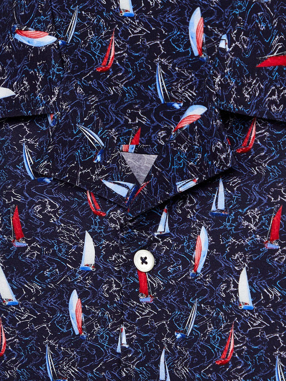 Bugatchi - Chemise Cole Ooohcottom Camp imprimé voiliers - LE CAPITAINE D'A BORD