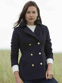  Dalmard Marine - Detroit Cachemire - Caban pour femme à boutons dorés - Marine - LE CAPITAINE D'A BORD