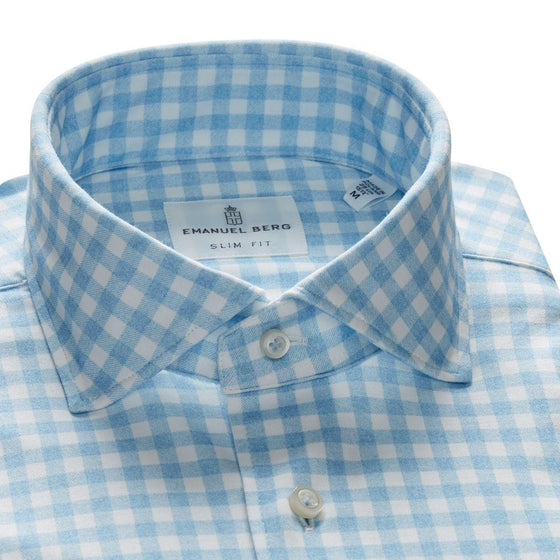 Emanuel Berg - Byron - Chemise manches longues à carreaux Albini 4Flex - Modern Fit - Bleu - LE CAPITAINE D'A BORD