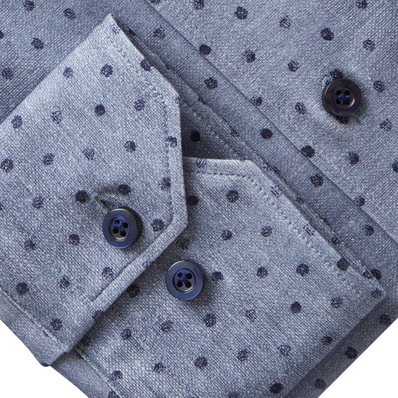 Emanuel Berg - Byron - Chemise manches longues Albini 4Flex à pois - Modern Fit - Gris - LE CAPITAINE D'A BORD