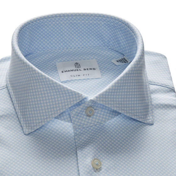 Emanuel Berg - Byron - Chemise manches longues motifs Albini 4Flex - Modern Fit - Bleu pâle - LE CAPITAINE D'A BORD