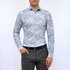 Emanuel Berg - Byron - Chemise manches longues paisley Albini 4Flex - Modern Fit - Bleu - LE CAPITAINE D'A BORD