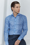 Emanuel Berg - Harvard - Chemise florale manches longues 100% coton - Modern Fit - Bleu - LE CAPITAINE D'A BORD