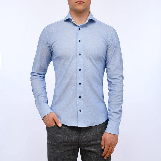Emanuel Berg - Marseille - Chemise manches longues Premium Jersey Knit - Modern Fit - Bleu - LE CAPITAINE D'A BORD