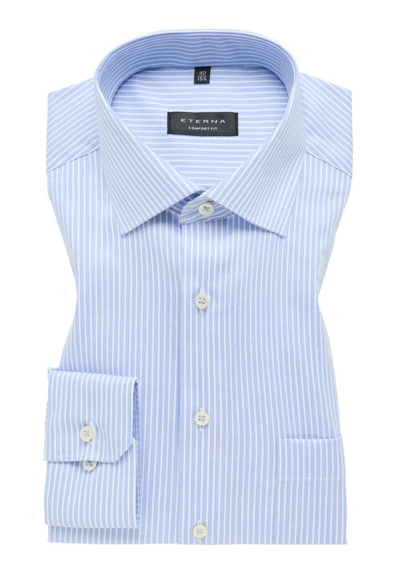 ETERNA - Chemise manches longues rayé Modern Fit - Poudre/Blanc - LE CAPITAINE D'A BORD