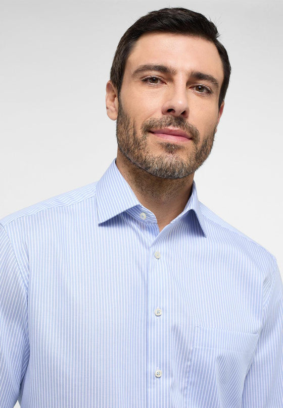 ETERNA - Chemise manches longues rayé Modern Fit - Poudre/Blanc - LE CAPITAINE D'A BORD