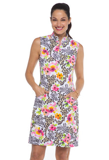 Ibkül - Eva Print Sleeveless Zip Mock Neck Dress - 58858 - LE CAPITAINE D'A BORD