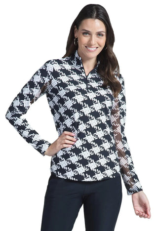 Ibkül - Kimberly Print Long Sleeve Mock Neck Top – 10376 - LE CAPITAINE D'A BORD