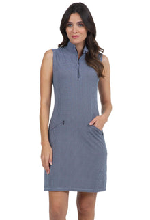  Ibkül - Mini Check Sleeveless Mock Neck Dress - 58754 - LE CAPITAINE D'A BORD