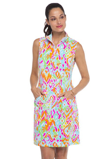  Ibkül - Tillie Print Sleeveless Zip Mock Neck Dress - 58857 - LE CAPITAINE D'A BORD