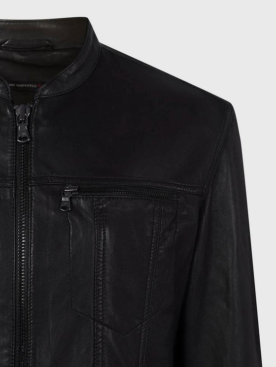 John Varvatos - Jacket de cuir à col rond - LE CAPITAINE D'A BORD