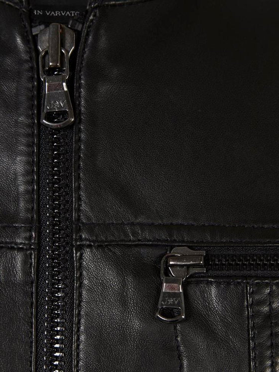 John Varvatos - Jacket de cuir à col rond - LE CAPITAINE D'A BORD