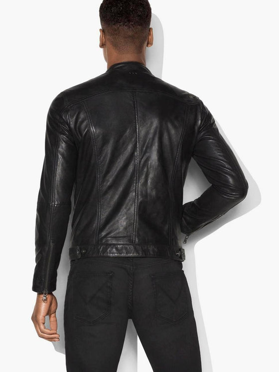 John Varvatos - Jacket de cuir à col rond - LE CAPITAINE D'A BORD