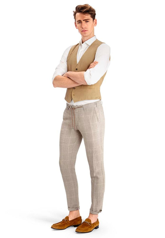 MMX - Pantalon de lin à carreaux Cervus 7321 - LE CAPITAINE D'A BORD