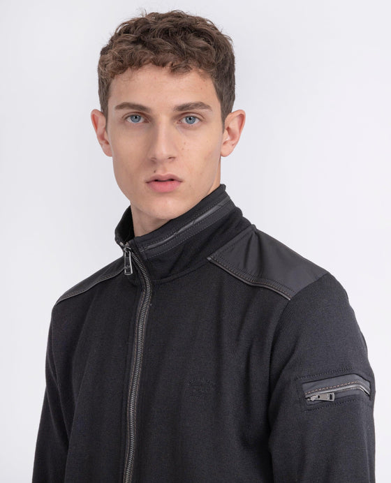 Paul & Shark - Cardigan zip de laine avec nylon aux épaules - LE CAPITAINE D'A BORD