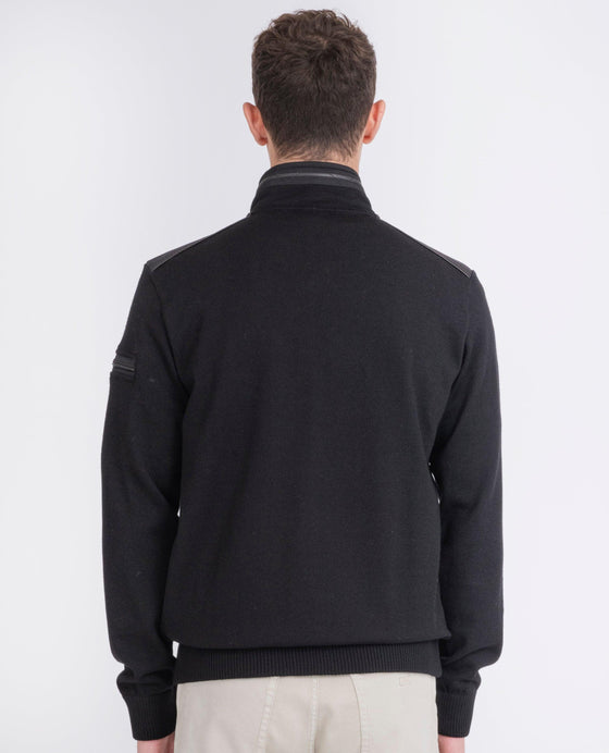 Paul & Shark - Cardigan zip de laine avec nylon aux épaules - LE CAPITAINE D'A BORD