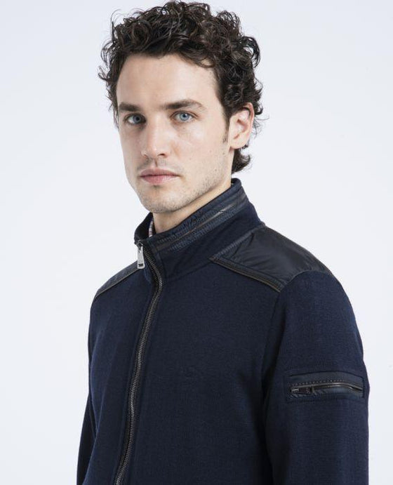 Paul & Shark - Cardigan zip de laine avec nylon aux épaules - LE CAPITAINE D'A BORD