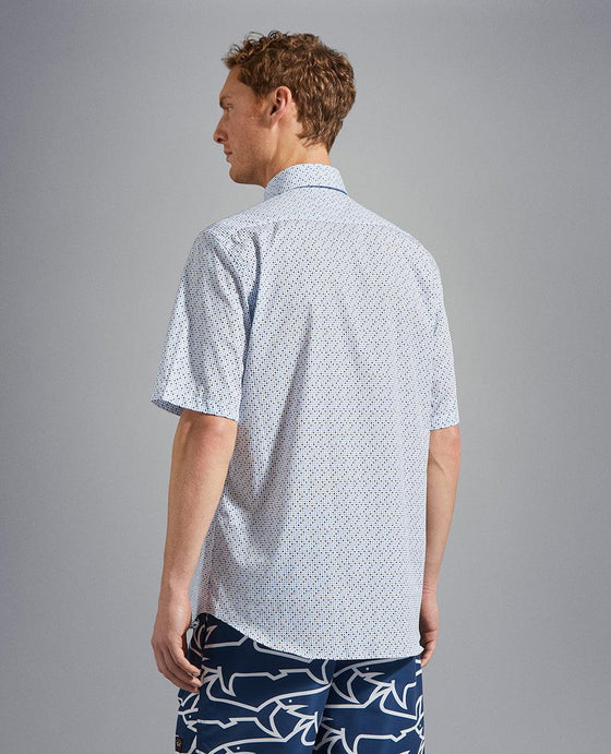 Paul & Shark - Chemise manches courtes à motifs de coton poplin - LE CAPITAINE D'A BORD