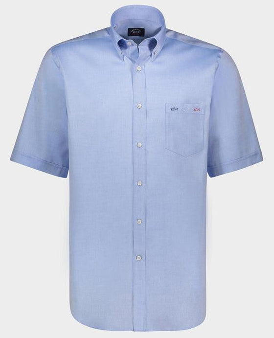 Paul & Shark - Chemise manches courtes uni avec requins - LE CAPITAINE D'A BORD