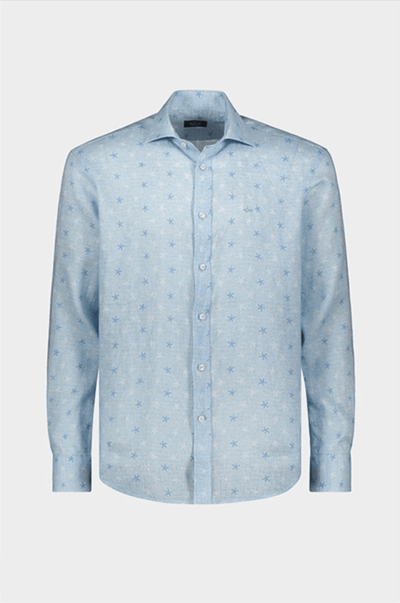 Paul & Shark - Chemise manches longues imprimé étoile de lin - J Fit - LE CAPITAINE D'A BORD