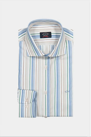 Paul & Shark - Chemise manches longues rayée twill de coton - J Fit - LE CAPITAINE D'A BORD