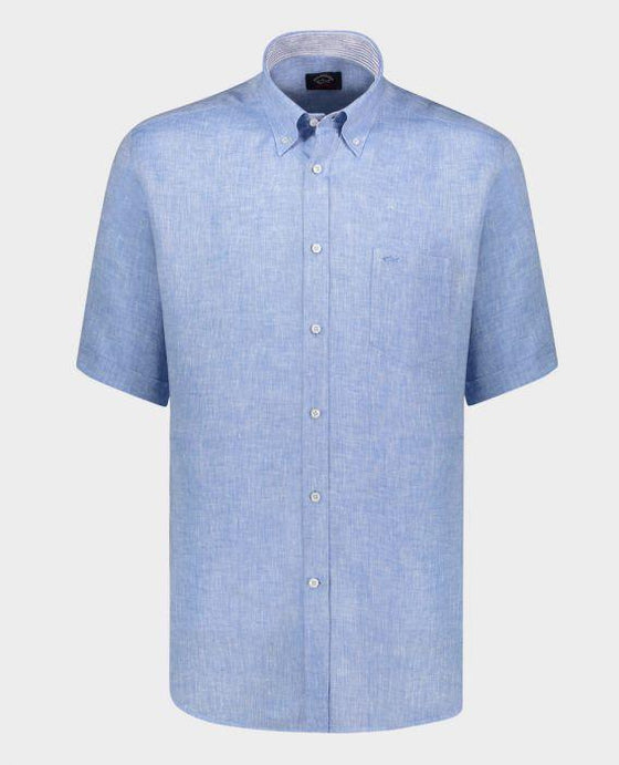 Paul & Shark - Chemise unie de lin manches courtes (plusieurs couleurs disponibles) - LE CAPITAINE D'A BORD