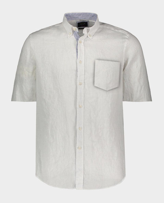 Paul & Shark - Chemise unie de lin manches courtes (plusieurs couleurs disponibles) - LE CAPITAINE D'A BORD