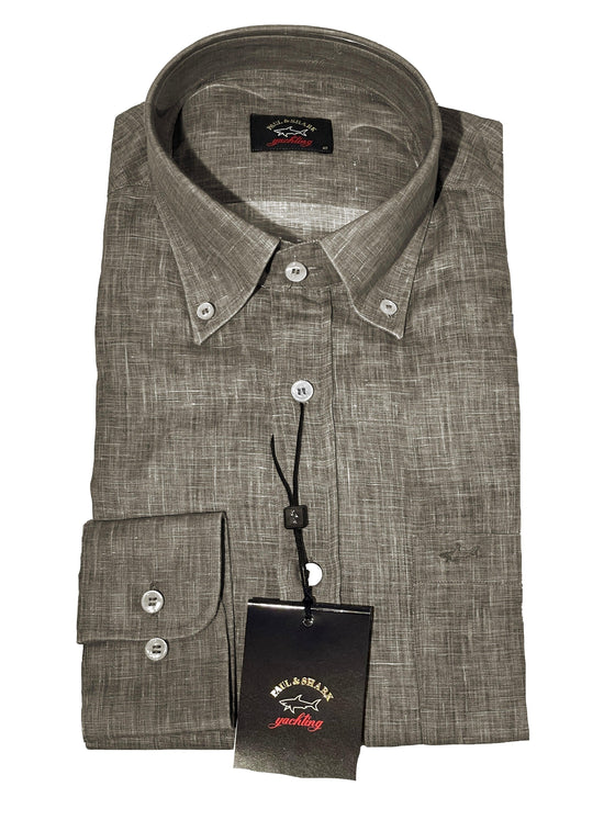 Paul & Shark - Chemise unie de lin manches longues (plusieurs couleurs disponibles) - LE CAPITAINE D'A BORD