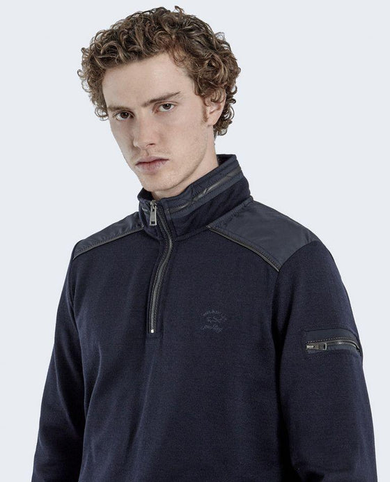 Paul & Shark - Col zip de laine avec appliqués de nylon - LE CAPITAINE D'A BORD