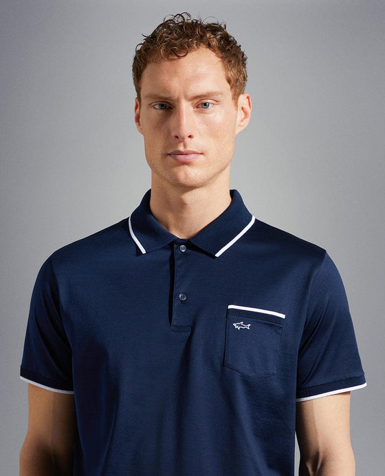 Paul & Shark - Polo uni manches courtes coton piqué avec bordures contrastées - LE CAPITAINE D'A BORD